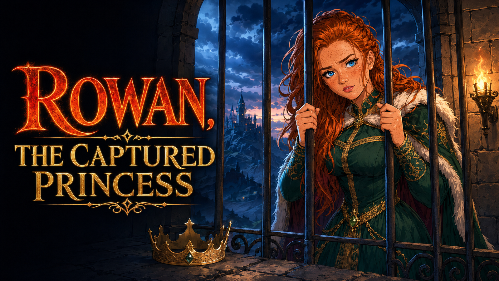 Cover art for Rowan The Captured Princess, a fantasy scenario on AI Dungeon