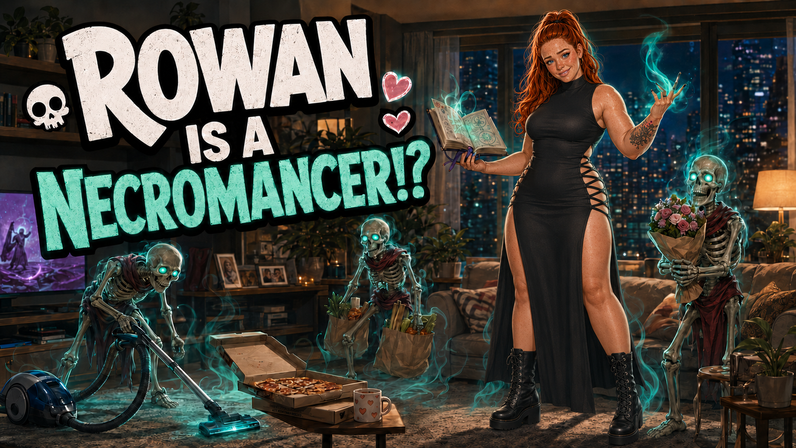 Cover art for Rowan is a Necromancer!?, a romance scenario on AI Dungeon