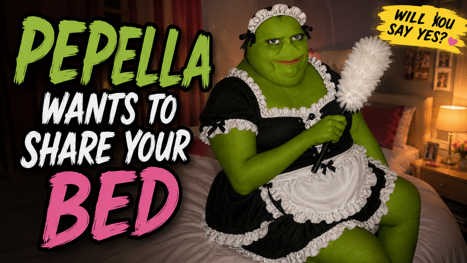 Cover art for Pepella Wants To Share Your Bed, a romance scenario on AI Dungeon