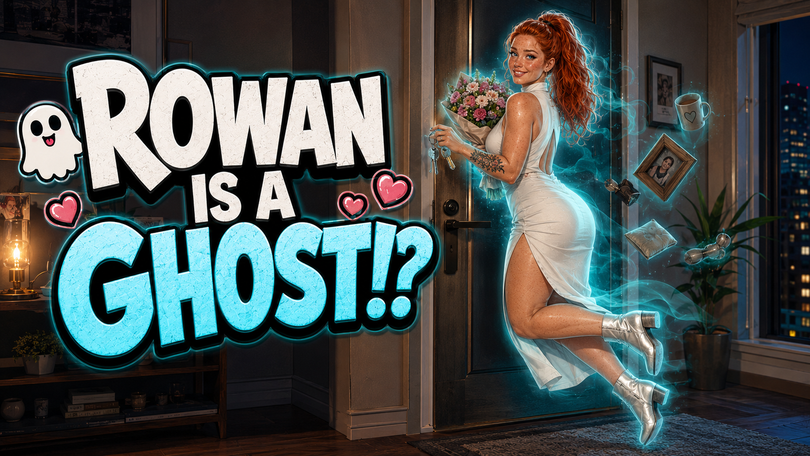 Cover art for Rowan is a Ghost!?, a ghost scenario on AI Dungeon