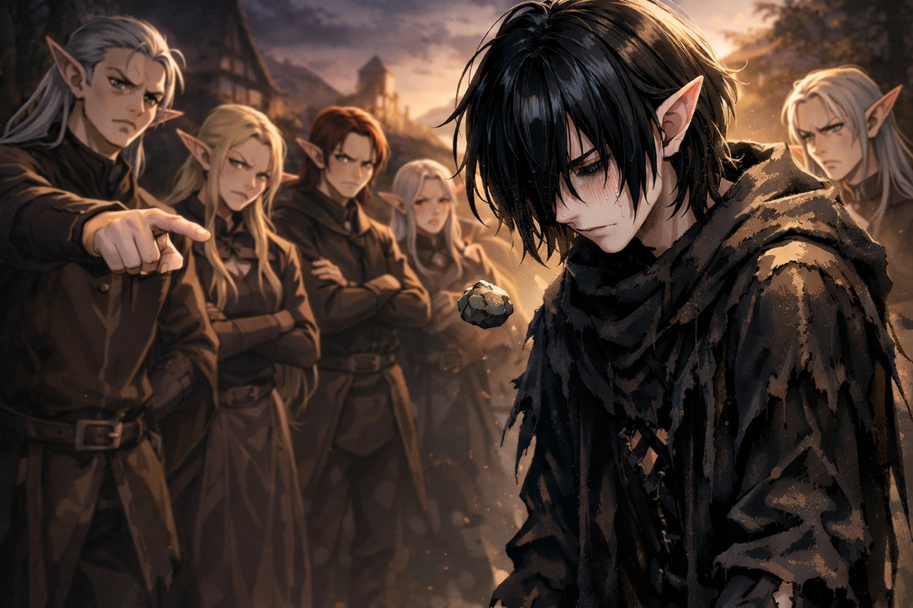 Cover art for Corr’lin the Outcast Goth Elf, a goth scenario on AI Dungeon