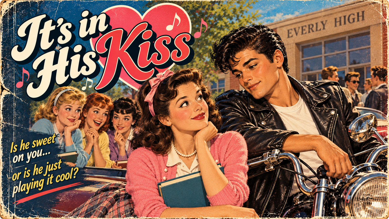 Cover art for It's in his Kiss, a comedy scenario on AI Dungeon