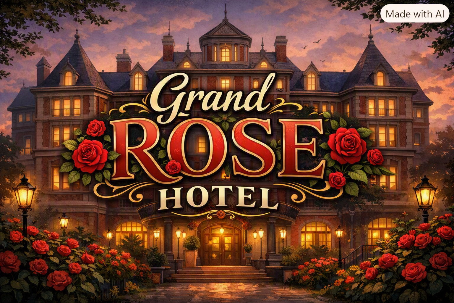 Cover art for The Grand Rose Hotel, a slice of life scenario on AI Dungeon