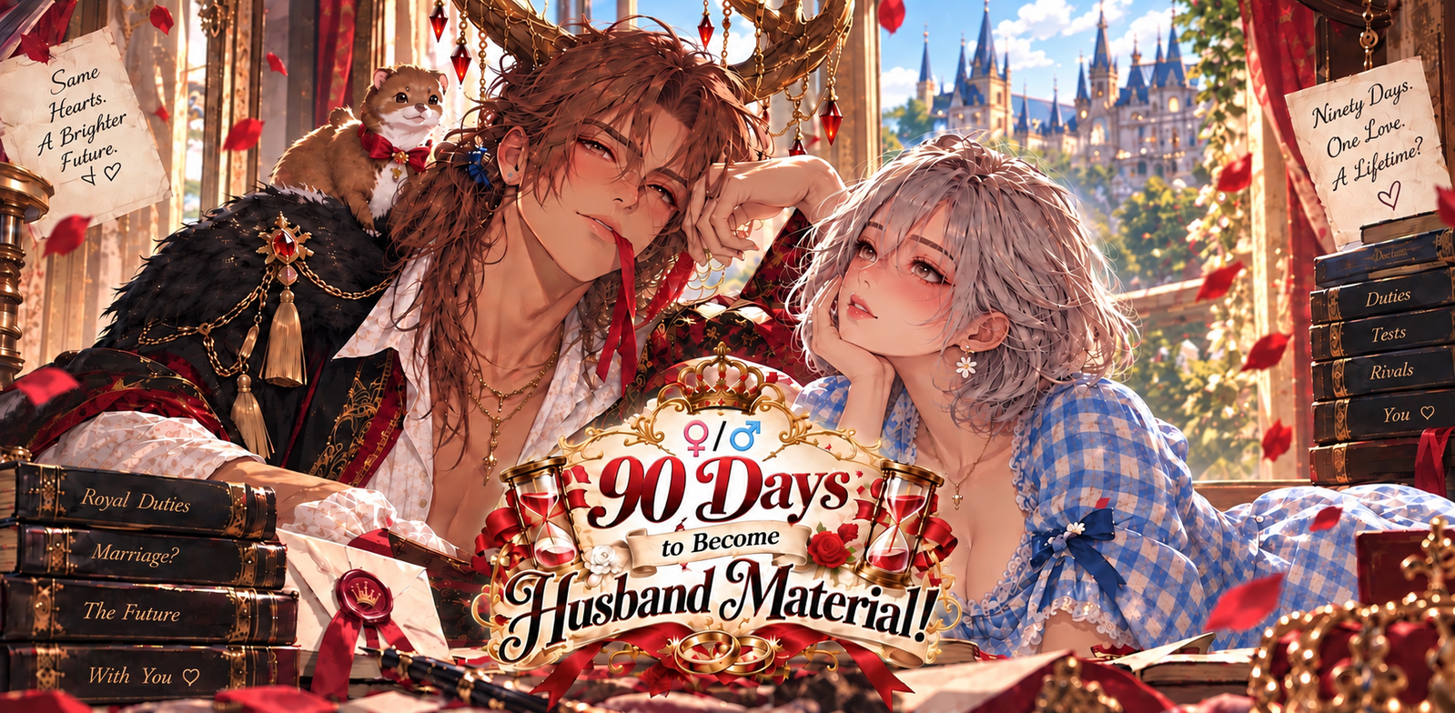 Cover art for ⏳ (♀️/♂️) 90 Days to Become Husband Material! ⏳, a romance scenario on AI Dungeon
