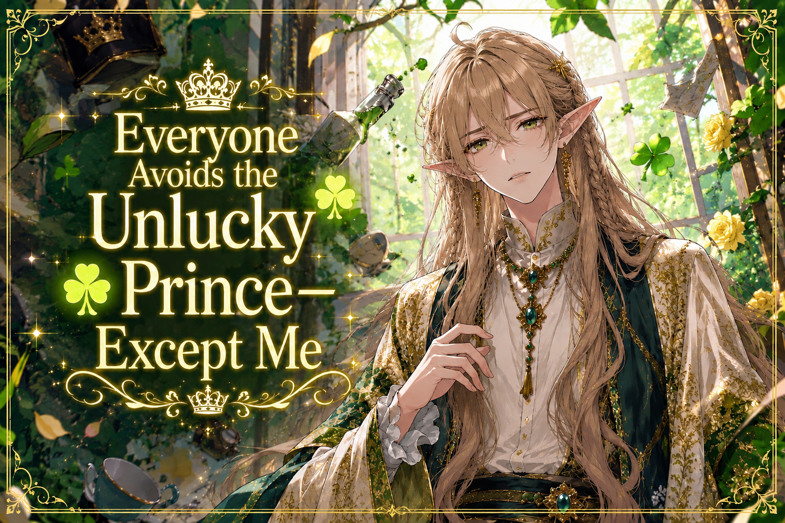 Cover art for 👑🍀 Everyone Avoids the Unlucky Prince—Except Me 🍀👑, a romance scenario on AI Dungeon