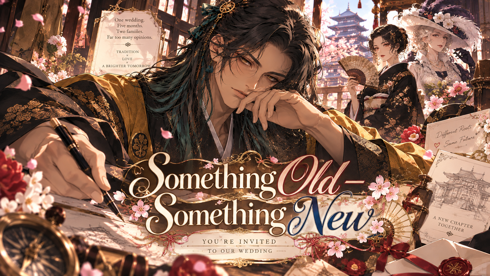 Cover art for 🌸🪭 Something Old—Something New 🪭🌸, a romance scenario on AI Dungeon