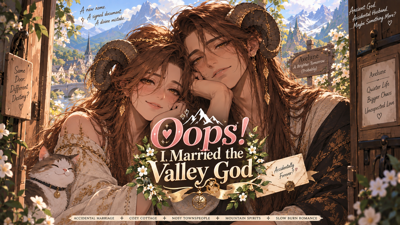 Cover art for ๐๏ธ (โ๏ธ/โ๏ธ) Oops! I Married the Valley God ๐๏ธ, a husband scenario on AI Dungeon