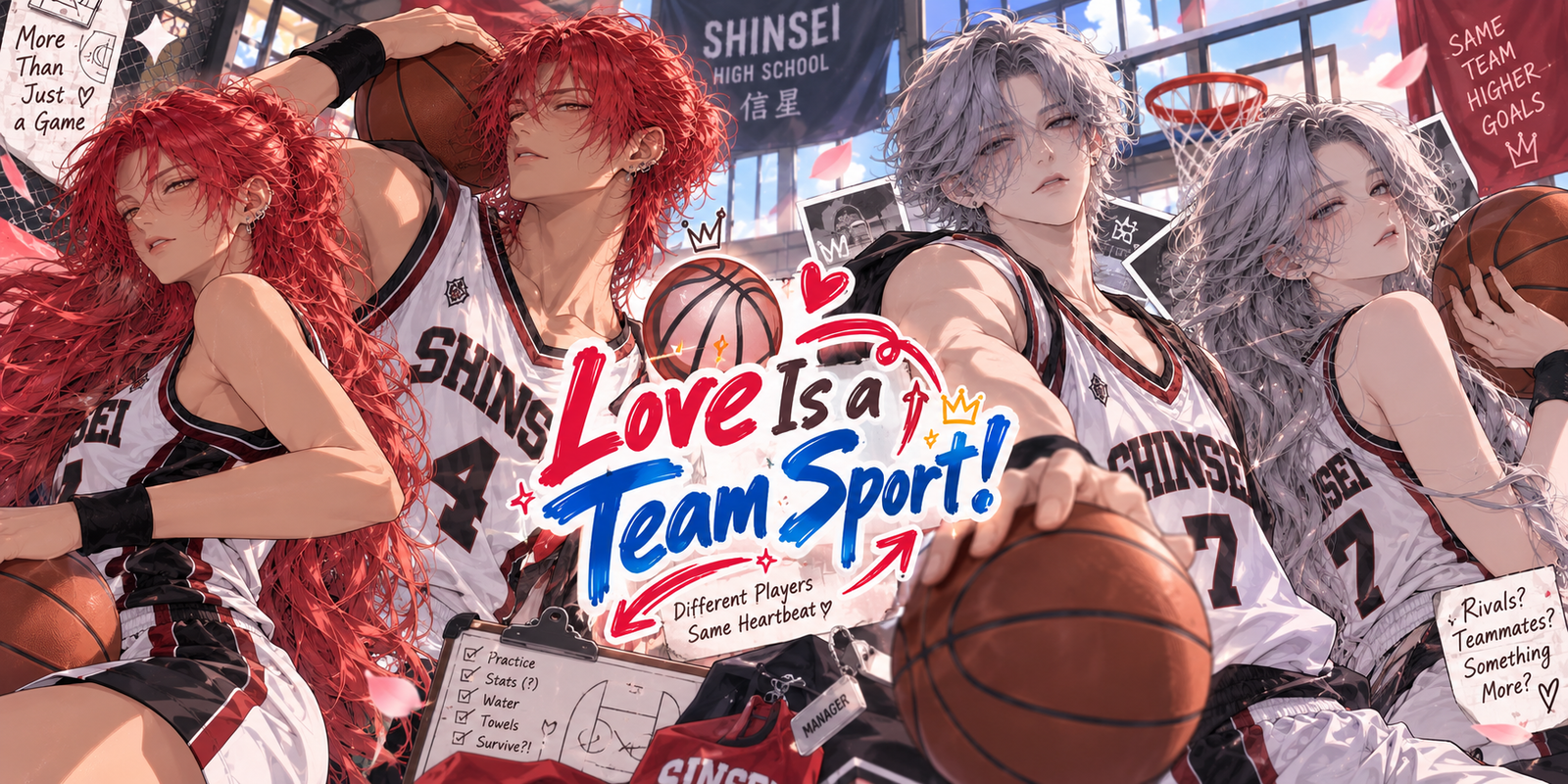Cover art for 🏀 (♀️/♂️) Love Is a Team Sport! 🏀, a romance scenario on AI Dungeon