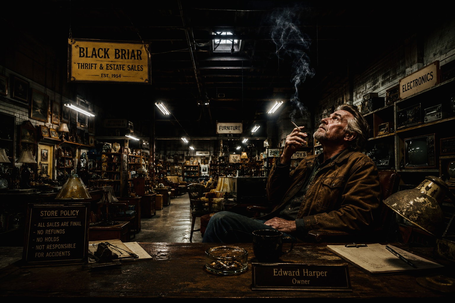 Cover art for Night Caretaker: Second hand shop, a caretaker scenario on AI Dungeon