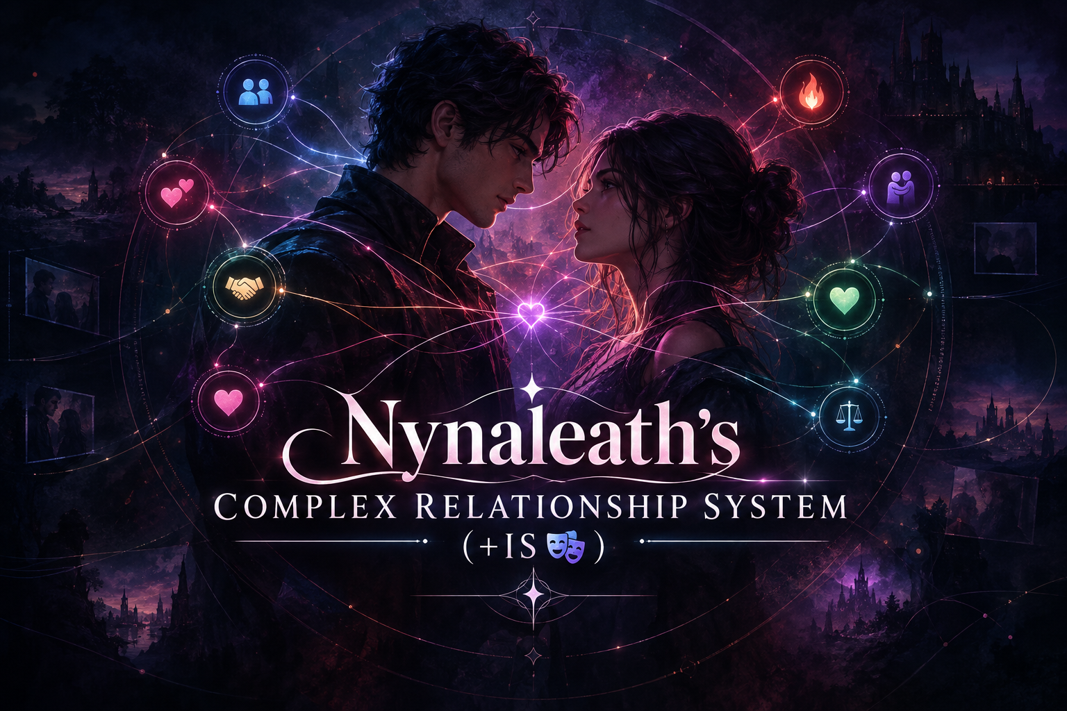 Cover art for Nynaleath's Complex Relationship System π₯ππ€ππ₯π«πβοΈ (+ISπ), a relationships scenario on AI Dungeon