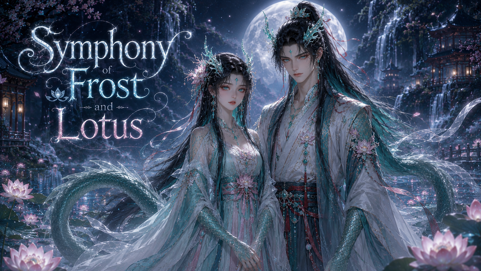 Cover art for Symphony of Frost and Lotus, a fantasy scenario on AI Dungeon