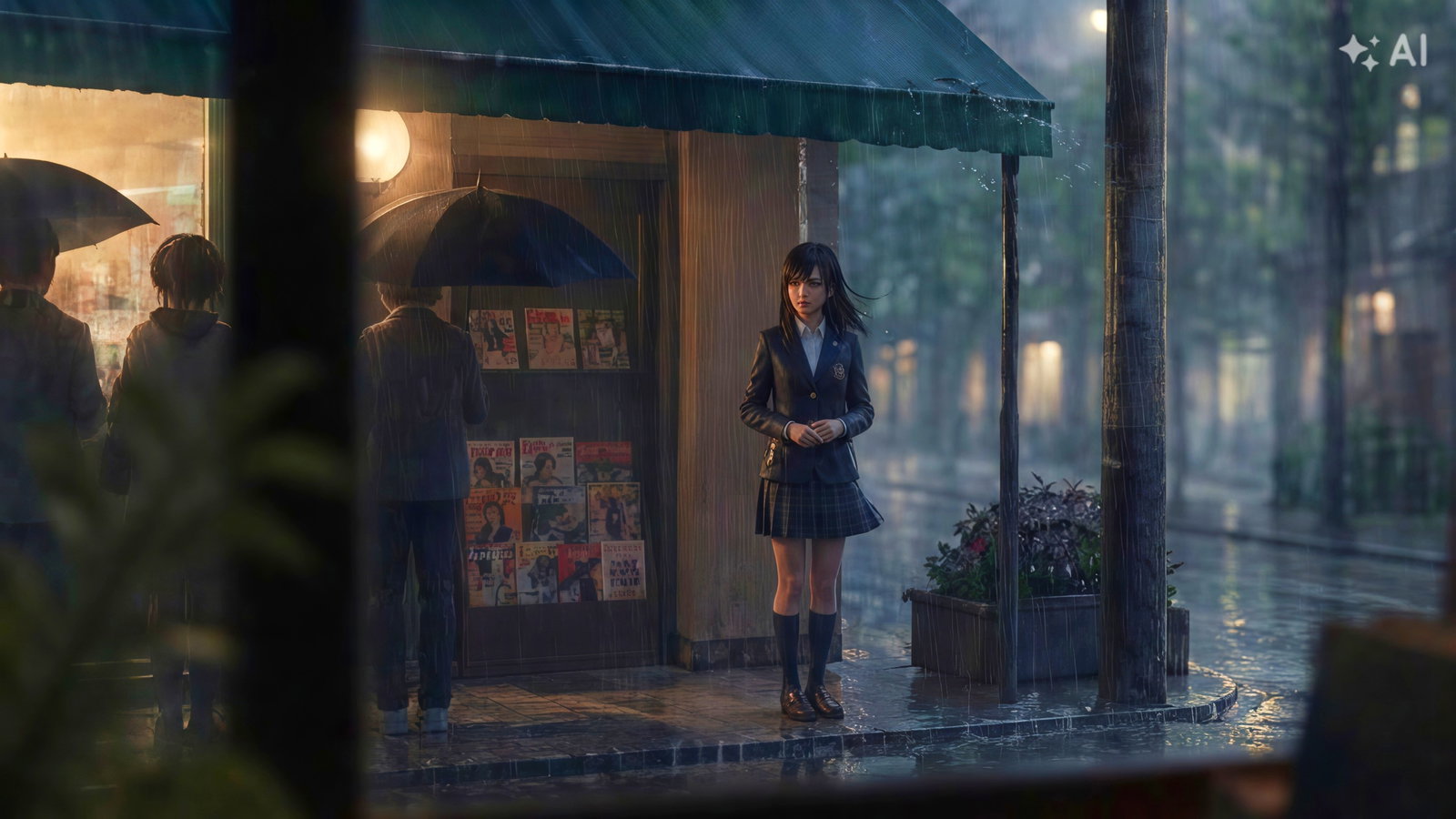 Cover art for A Girl Stuck In The Storm, an optional romance scenario on AI Dungeon