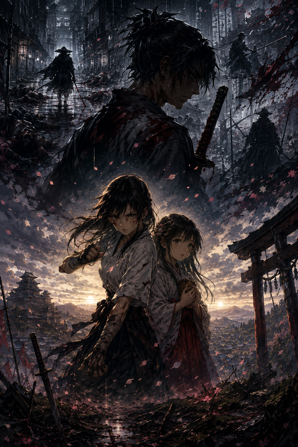 Cover art for Hitokiri Amekage & The Bloodstained Dawn, an action scenario on AI Dungeon