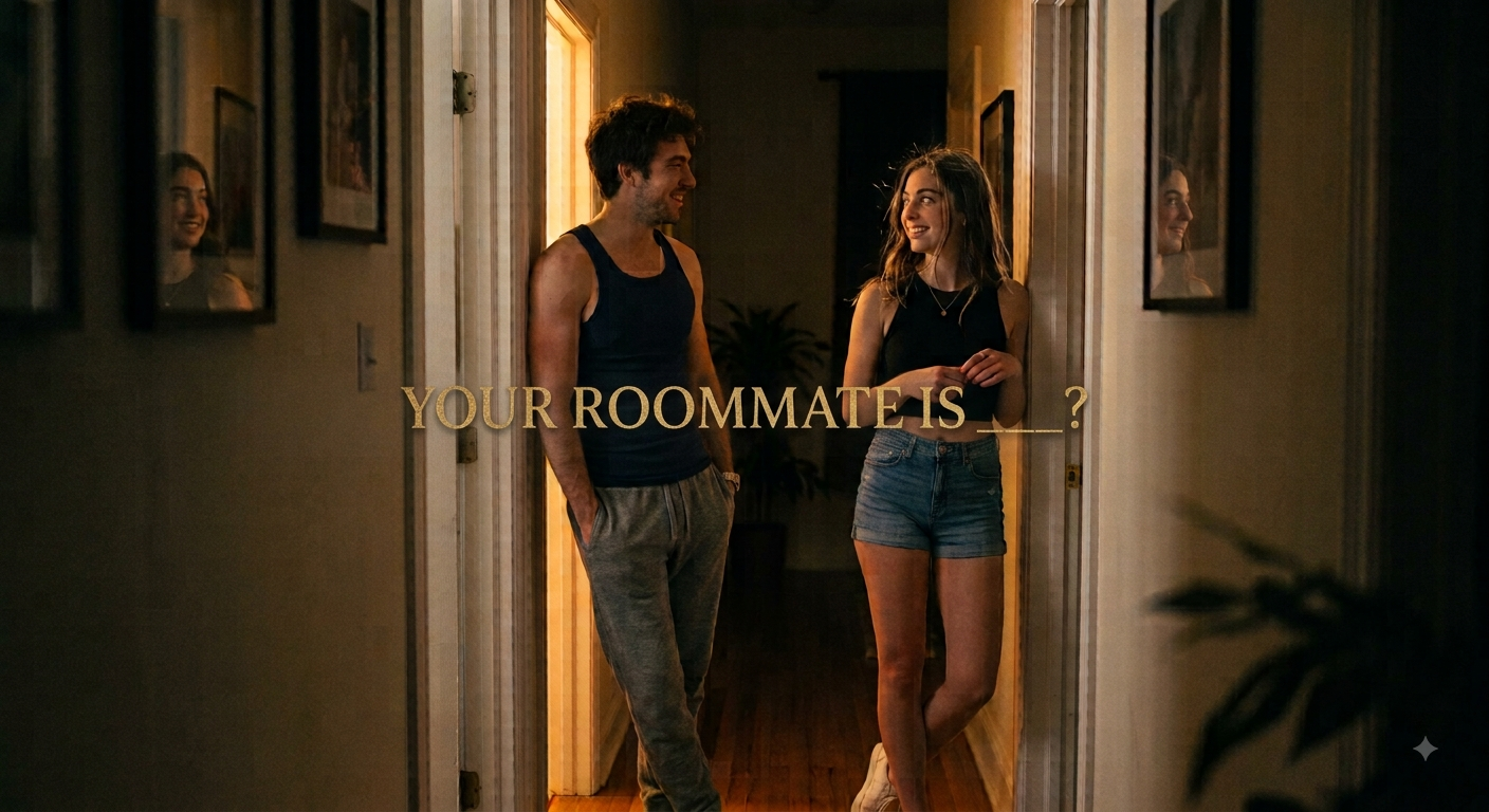 Cover art for Your Roommate is ❓, a romance scenario on AI Dungeon
