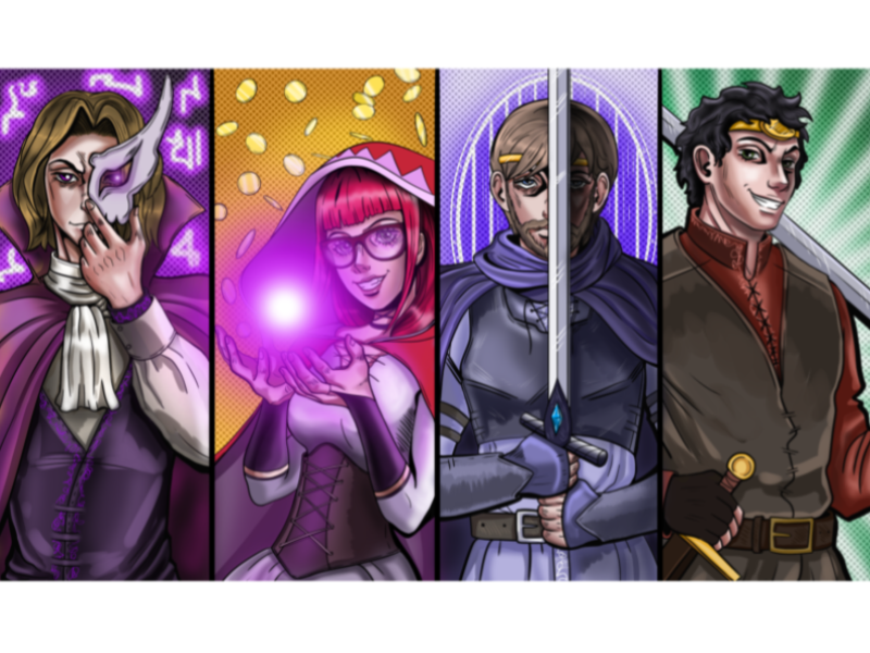 Cover art for Unfortunate Adventurers!, a comedy scenario on AI Dungeon