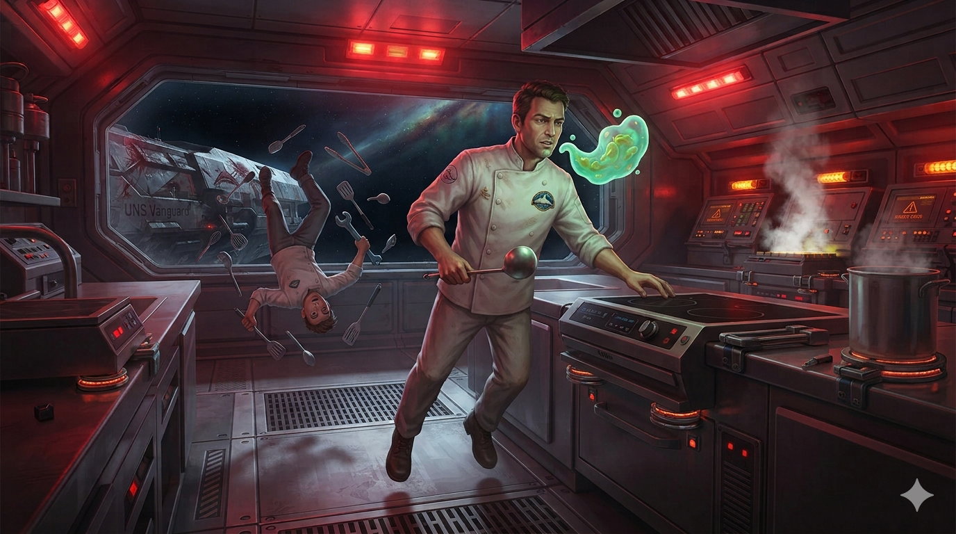 Cover art for The Drifting Galley: 400 Years on the UNS Vanguard, a sci fi scenario on AI Dungeon