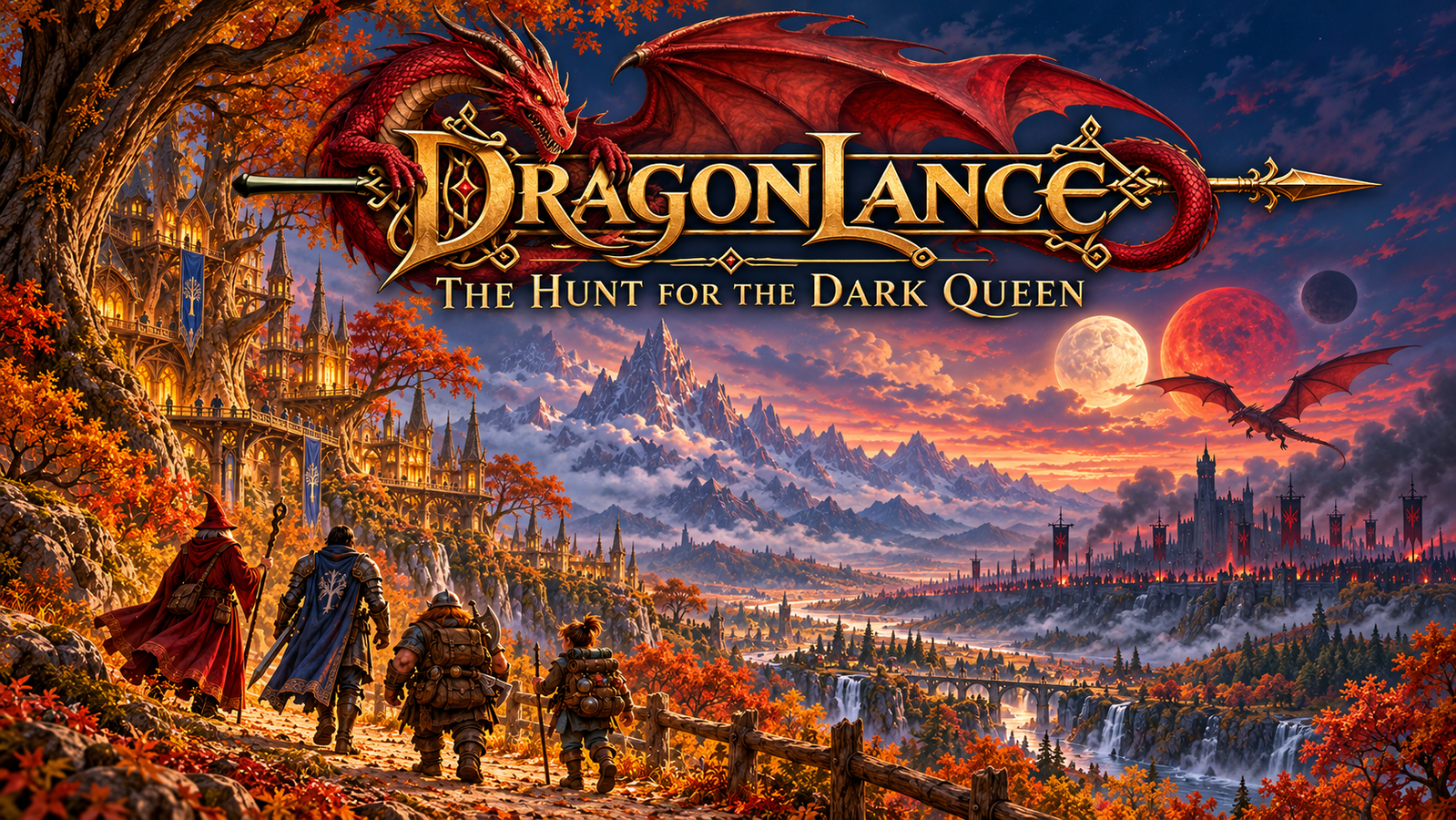 Cover art for Dragonlance: The Hunt for the Dark Queen, a fantasy world on Voyage