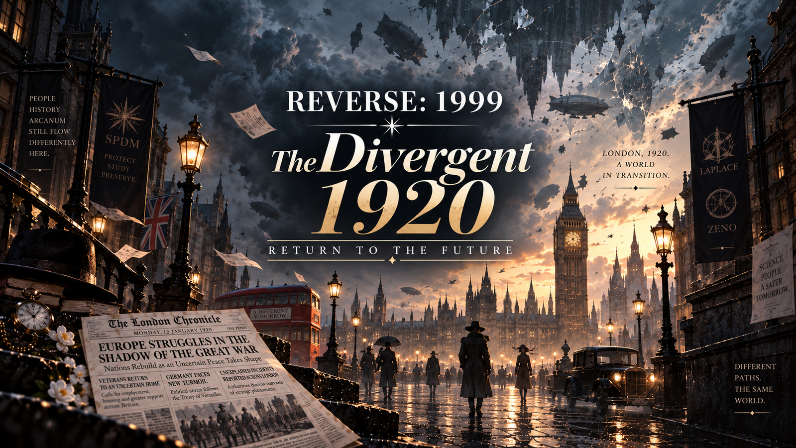 Cover art for Reverse: 1999 — The Divergent 1920, a dark fantasy world on Voyage