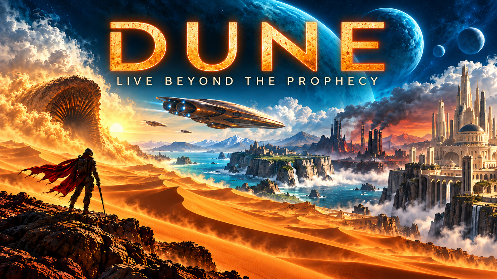 Cover art for Dune: Lives Beyond the Prophecy, a science fiction world on Voyage