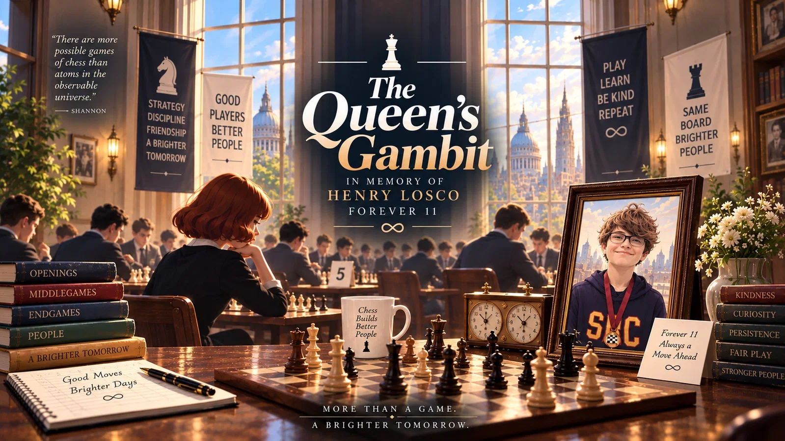 Cover art for The Queen's Gambit - In Memory of Henry Losco, a chess world on Voyage