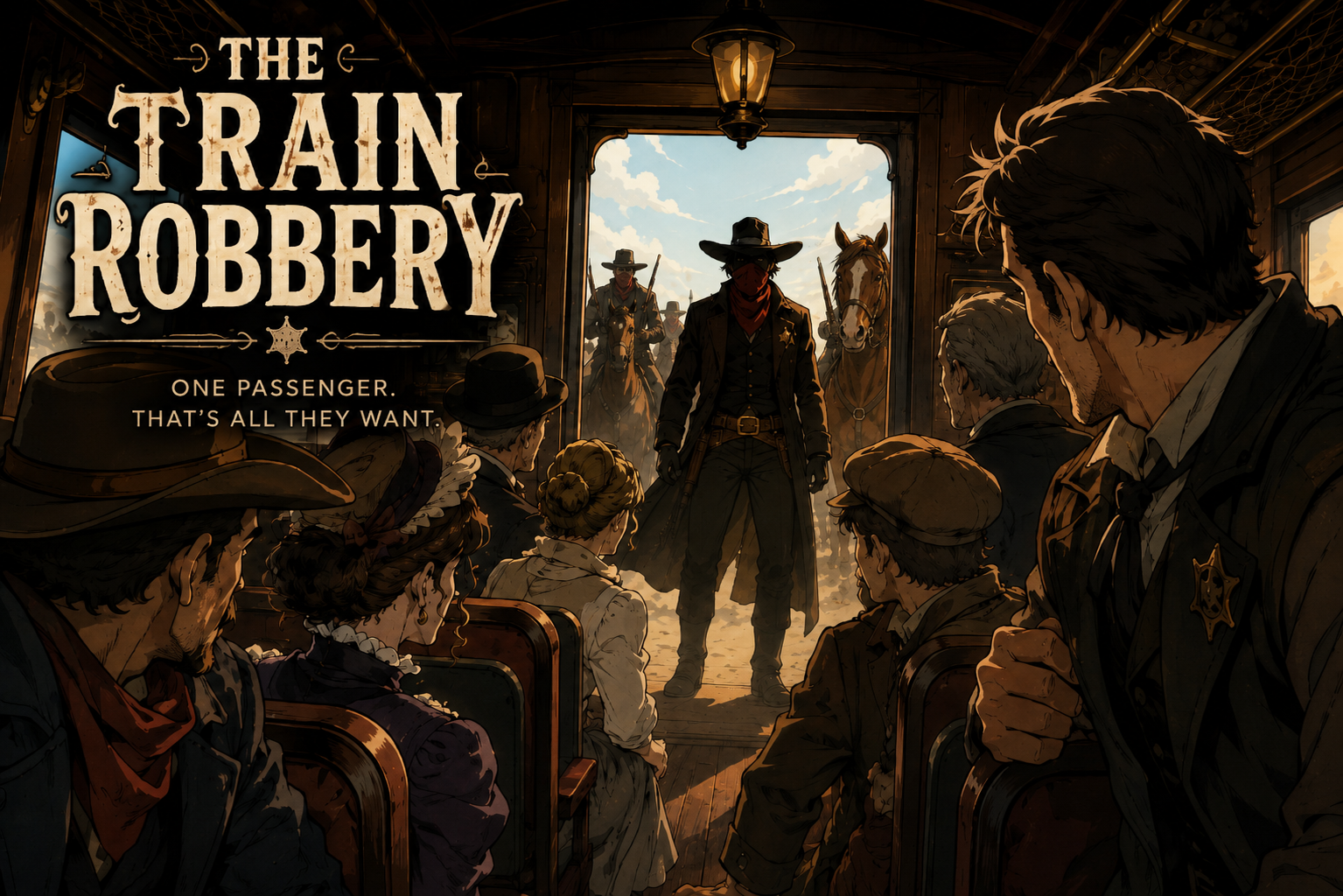 Cover art for The Train Robbery , a western scenario on AI Dungeon