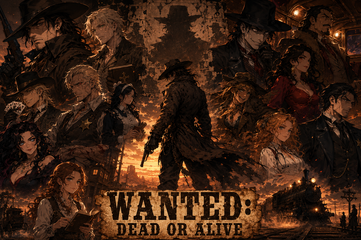 Cover art for WANTED: DEAD OR ALIVE, a western scenario on AI Dungeon