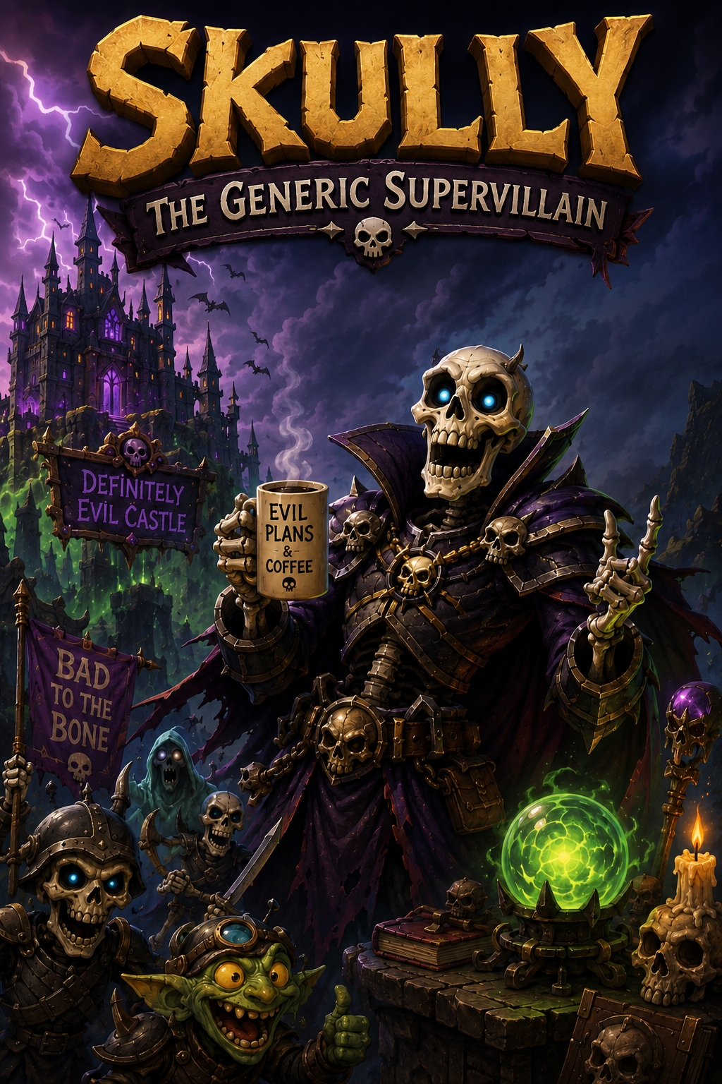 Cover art for Skully the Generic Supervillain, a comedy scenario on AI Dungeon