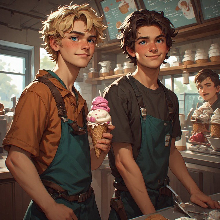 Cover art for The Ice Cream Shop: Gay Romance on AI Dungeon