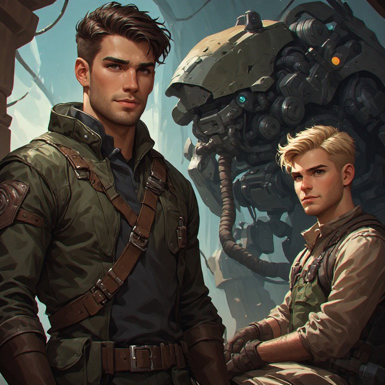 Cover art for The Mech Mechanics: Gay Romance, a gay scenario on AI Dungeon