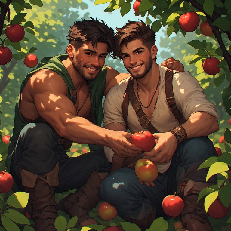 Cover art for The Cider Press Pact: Gay Romance, a gay scenario on AI Dungeon