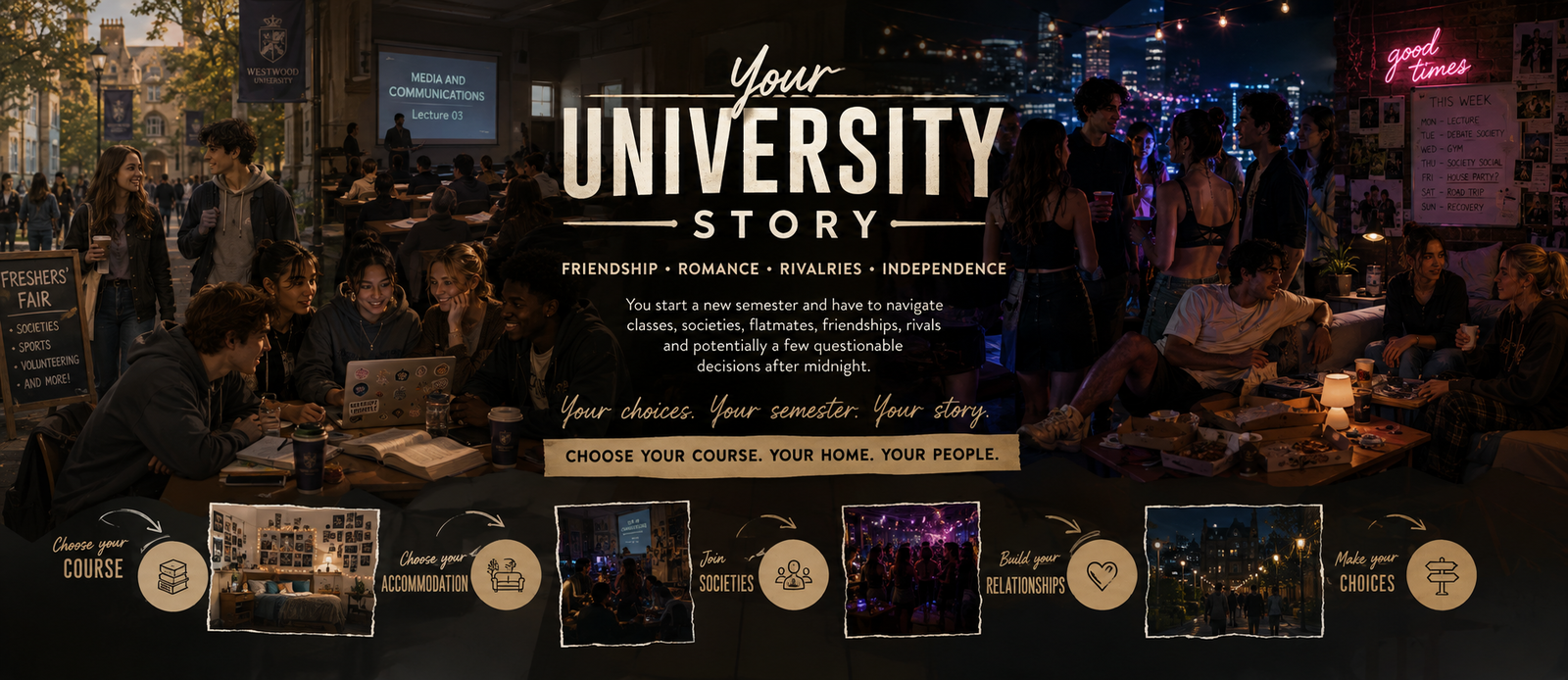 Cover art for Your University Story, a friendship scenario on AI Dungeon