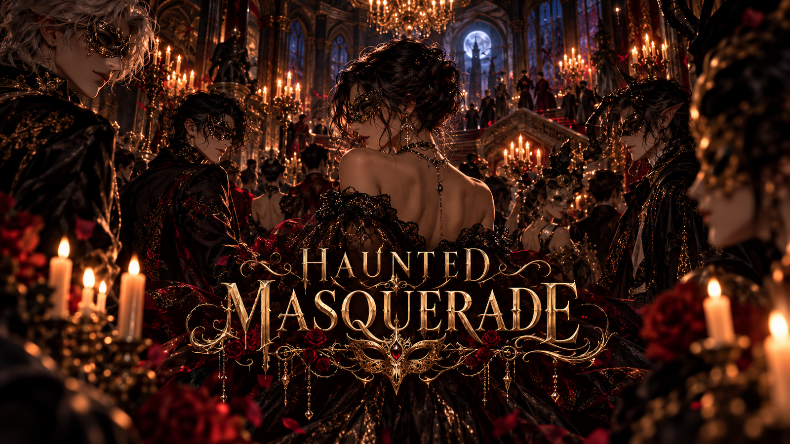 Cover art for Haunted Masquerade, a masquerade ball scenario on AI Dungeon
