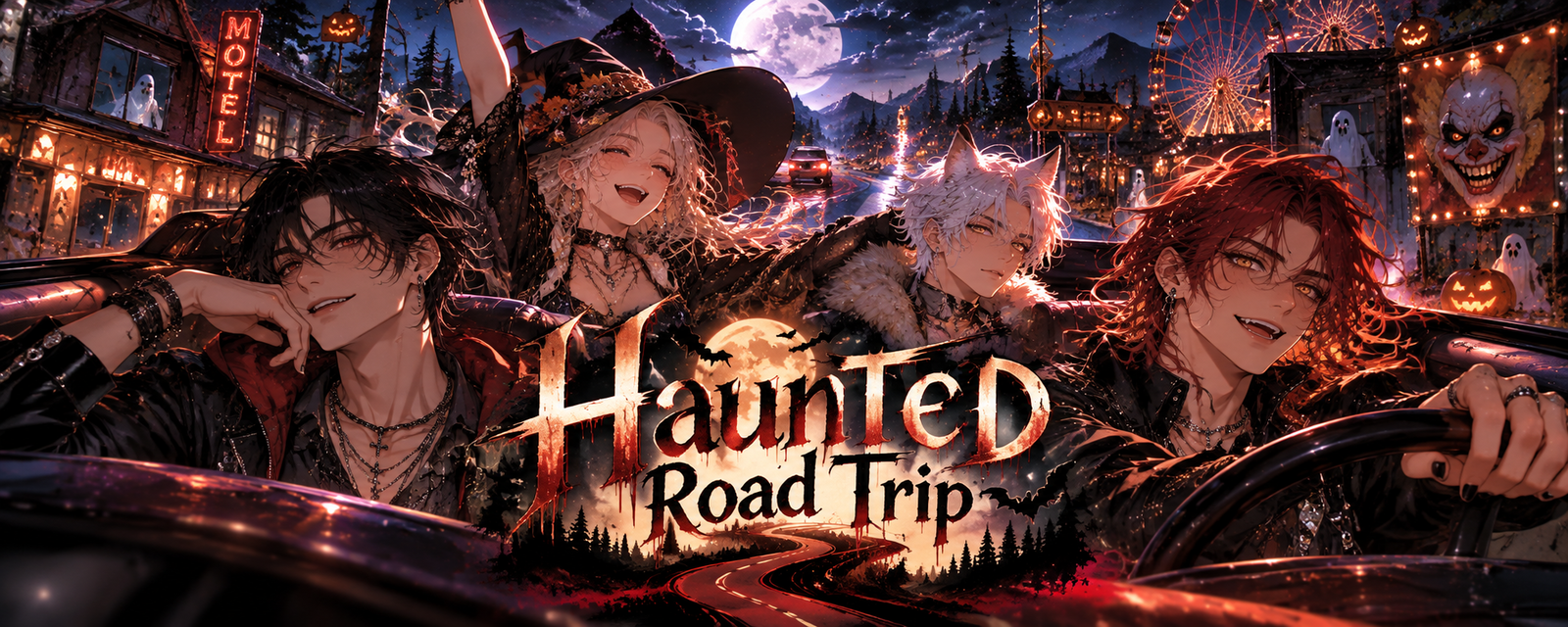 Cover art for Haunted Road Trip, a supernatural scenario on AI Dungeon