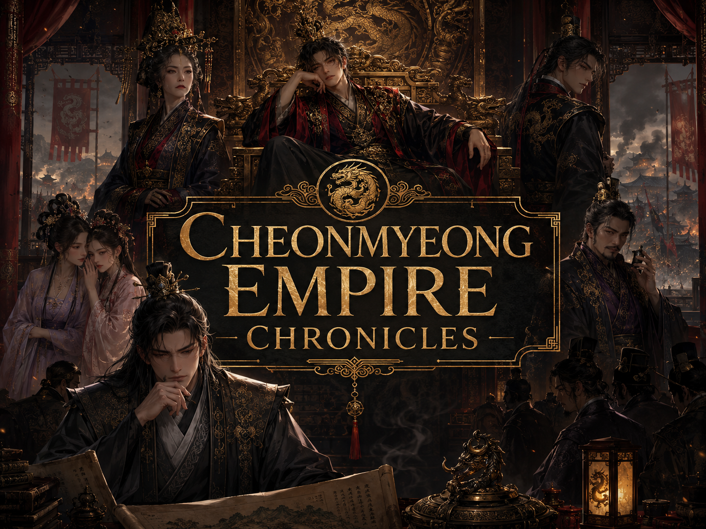 Cover art for Cheonmyeong Empire Chronicles, an imperial court scenario on AI Dungeon