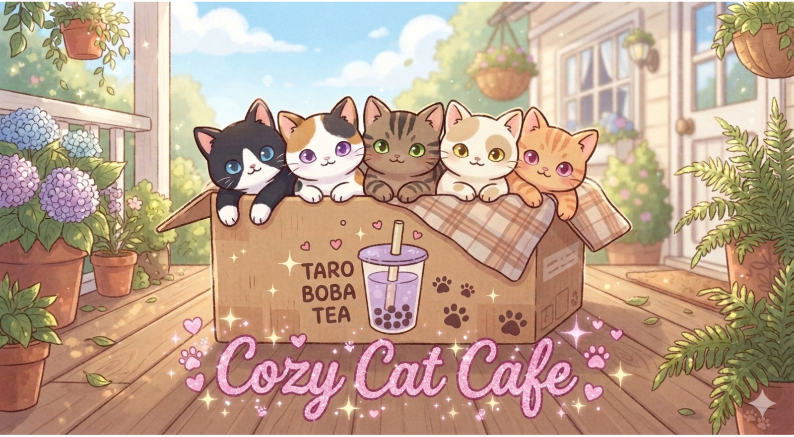 Cover art for Cozy Cat Cafe, a cozy scenario on AI Dungeon