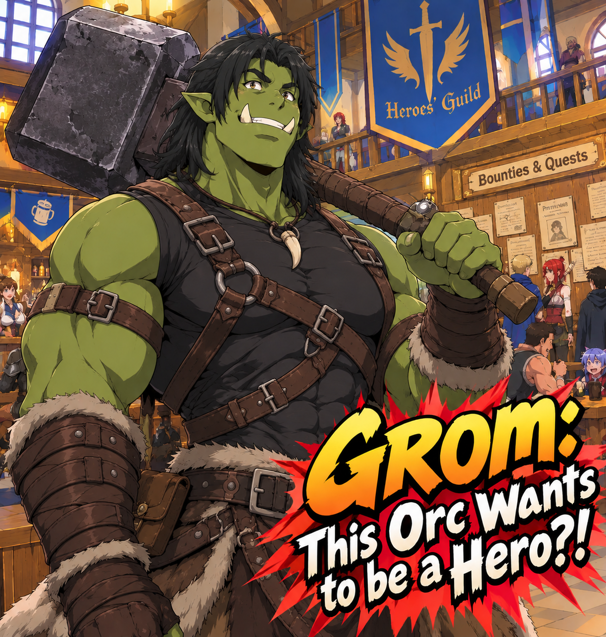 Cover art for Grom: My New Party Member is an Orc?!, a fantasy scenario on AI Dungeon