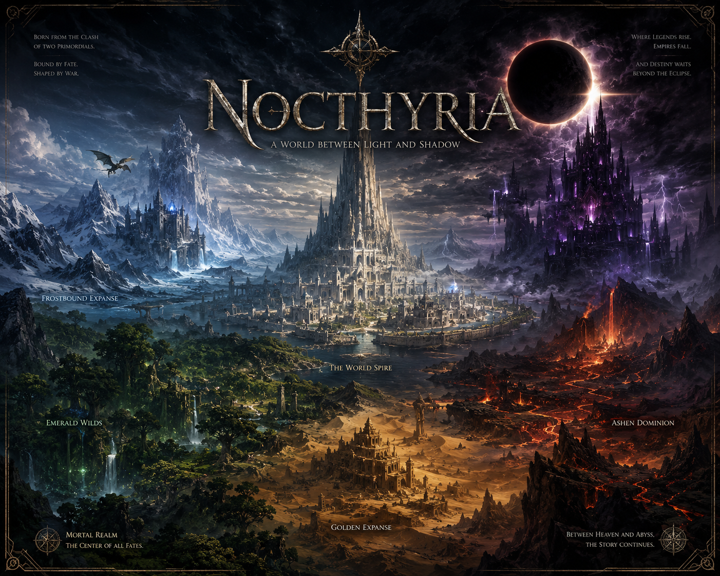 Cover art for The World of Nocthyria, an epic dark fantasy scenario on AI Dungeon