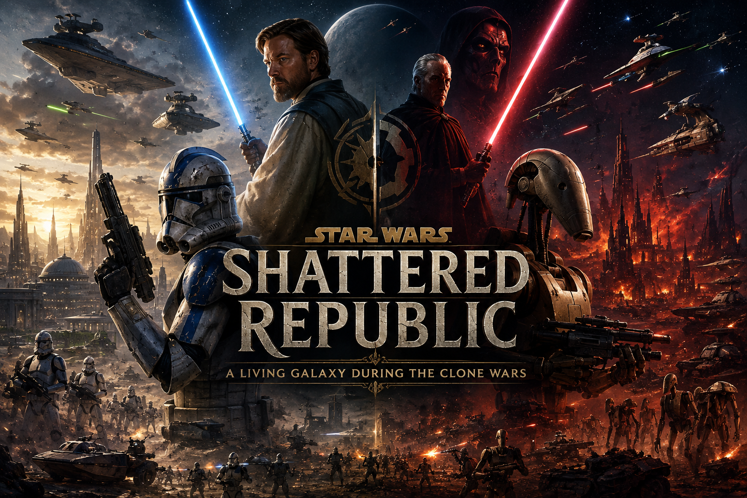 Cover art for Star Wars: Shattered Republic, a star wars world on Voyage