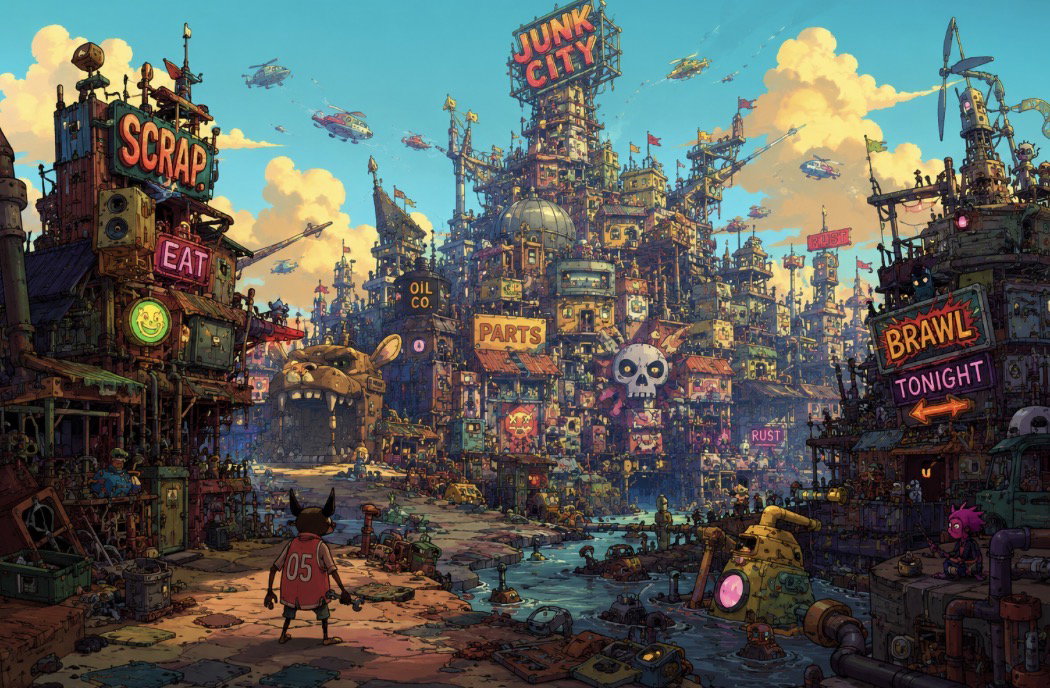 Cover art for Junk City, a sci fi scenario on AI Dungeon