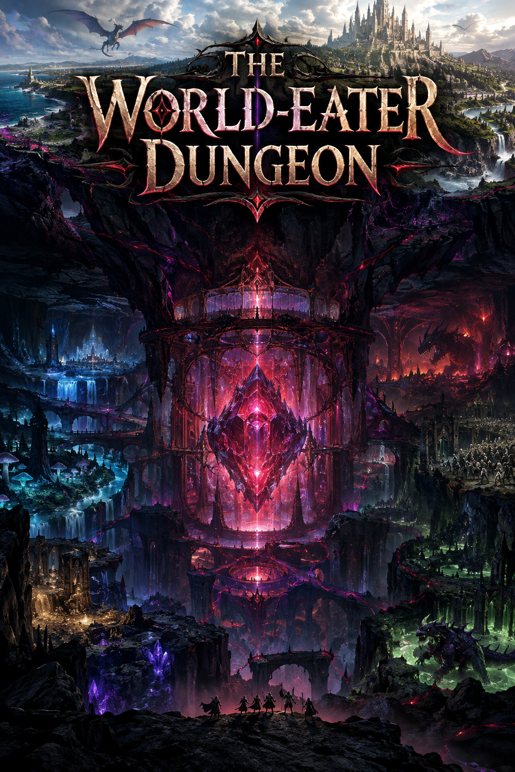 Cover art for THE WORLD-EATER DUNGEON, a dark fantasy scenario on AI Dungeon