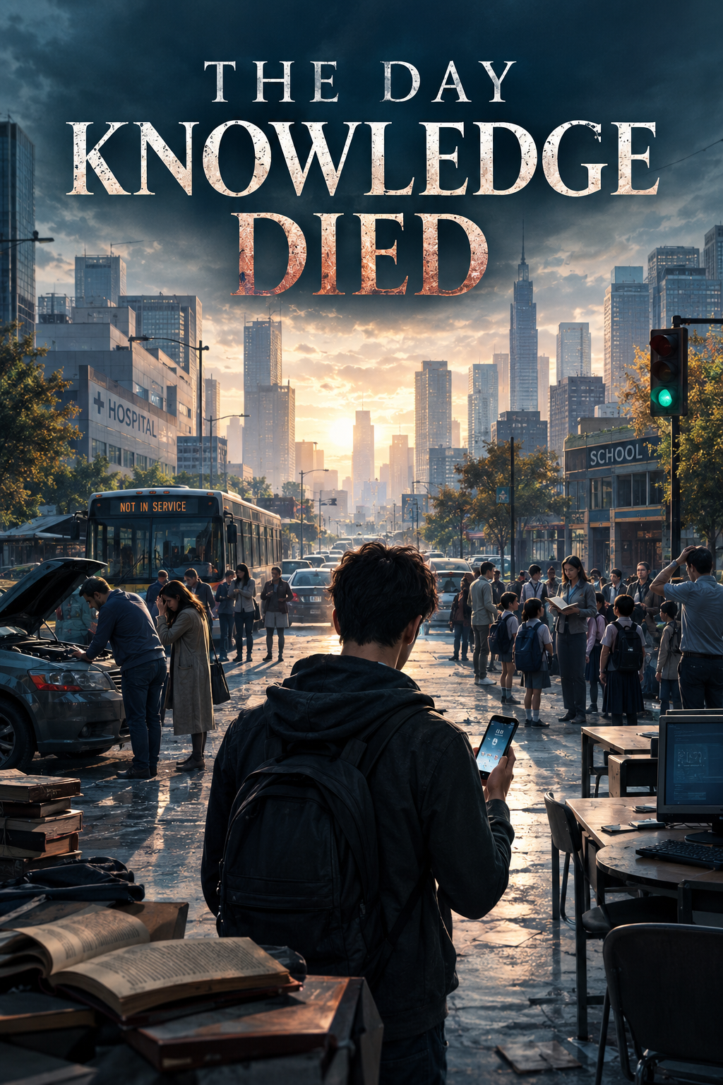 Cover art for The Day Knowledge Died, a post apocalyptic scenario on AI Dungeon