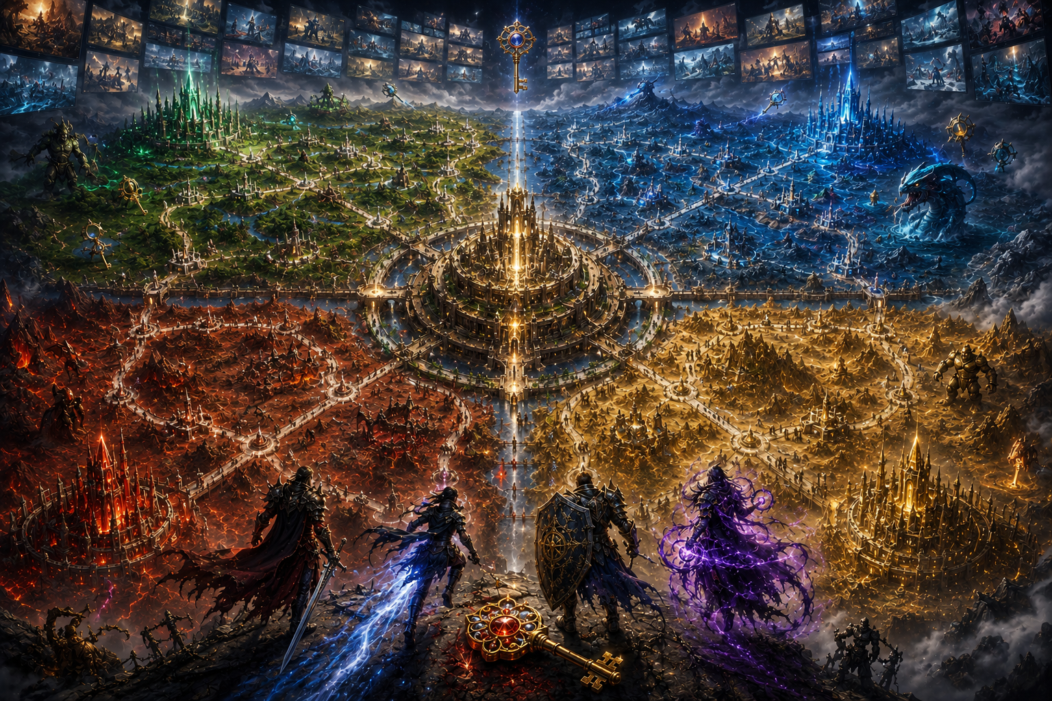 Cover art for The Fourfold Run, a fantasy scenario on AI Dungeon