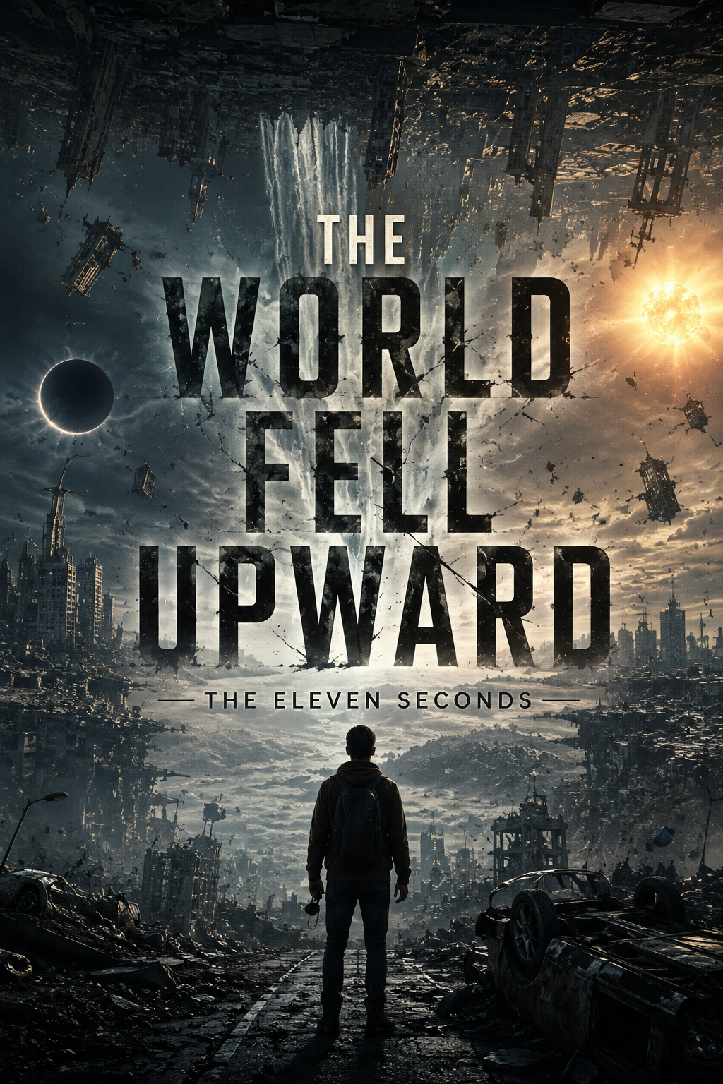 Cover art for The World Fell Upward, a post apocalyptic scenario on AI Dungeon