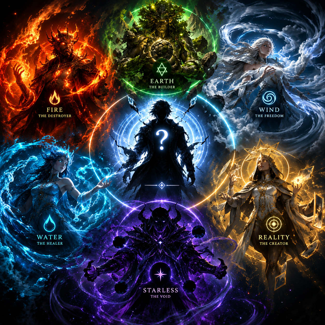 Cover art for The Sixfold Awakening, a progression fantasy world on Voyage