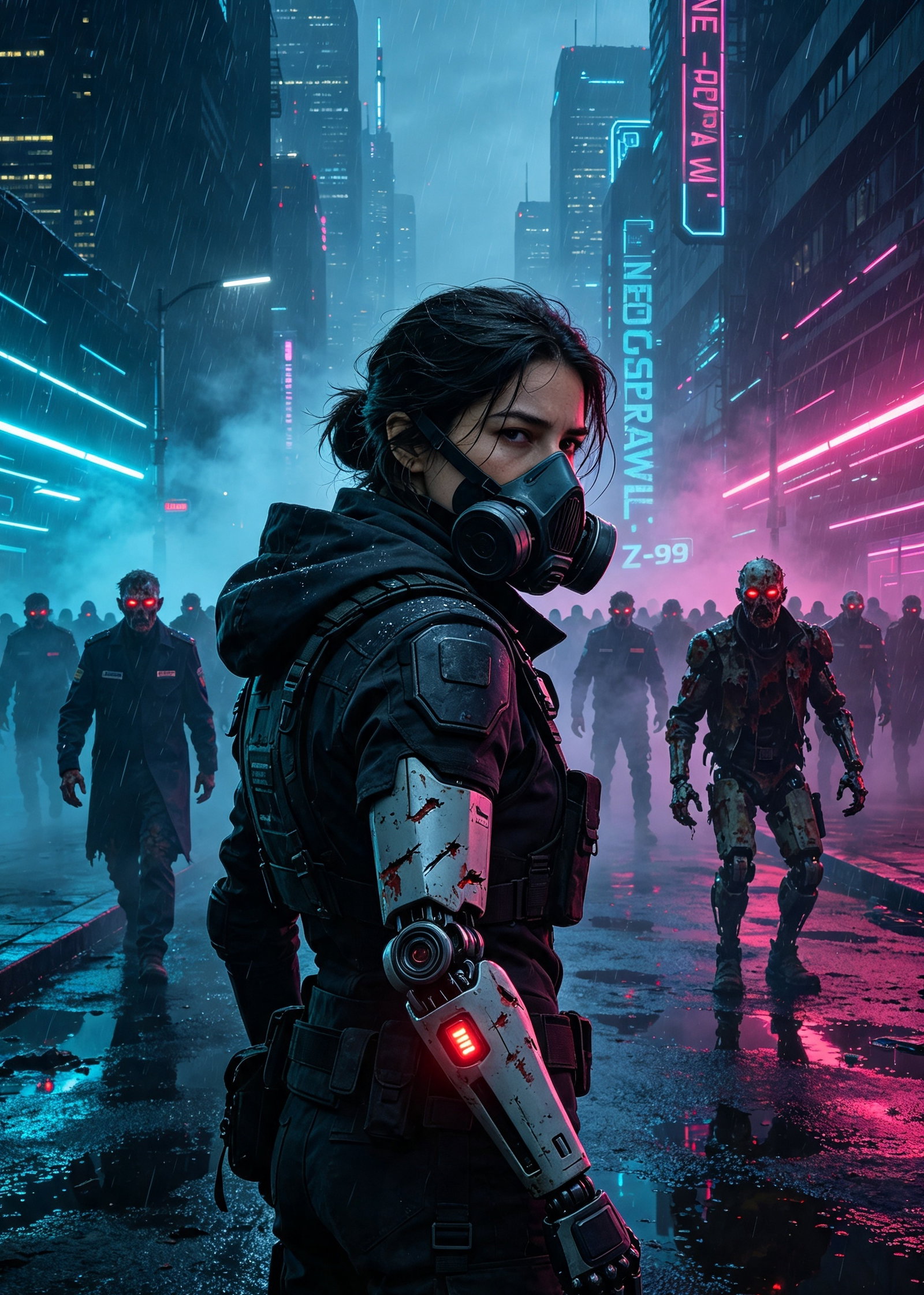 Cover art for Protocolo Z-99, a cyberpunk zombie scenario on AI Dungeon