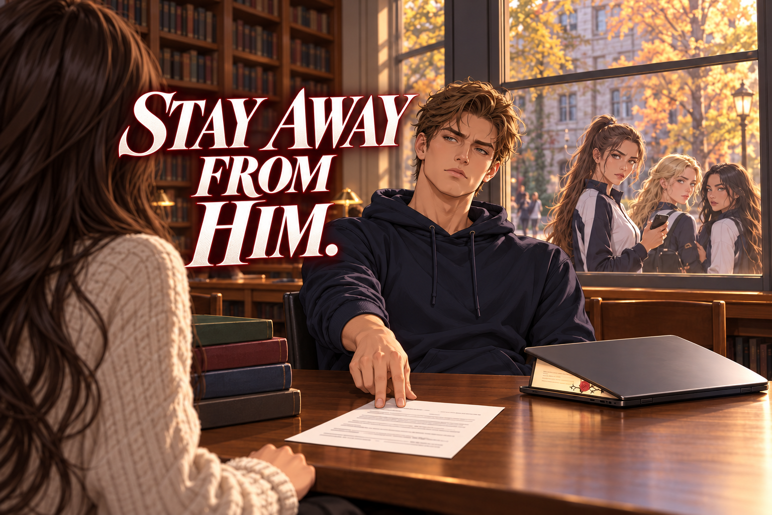 Cover art for Stay Away From Him, a college scenario on AI Dungeon