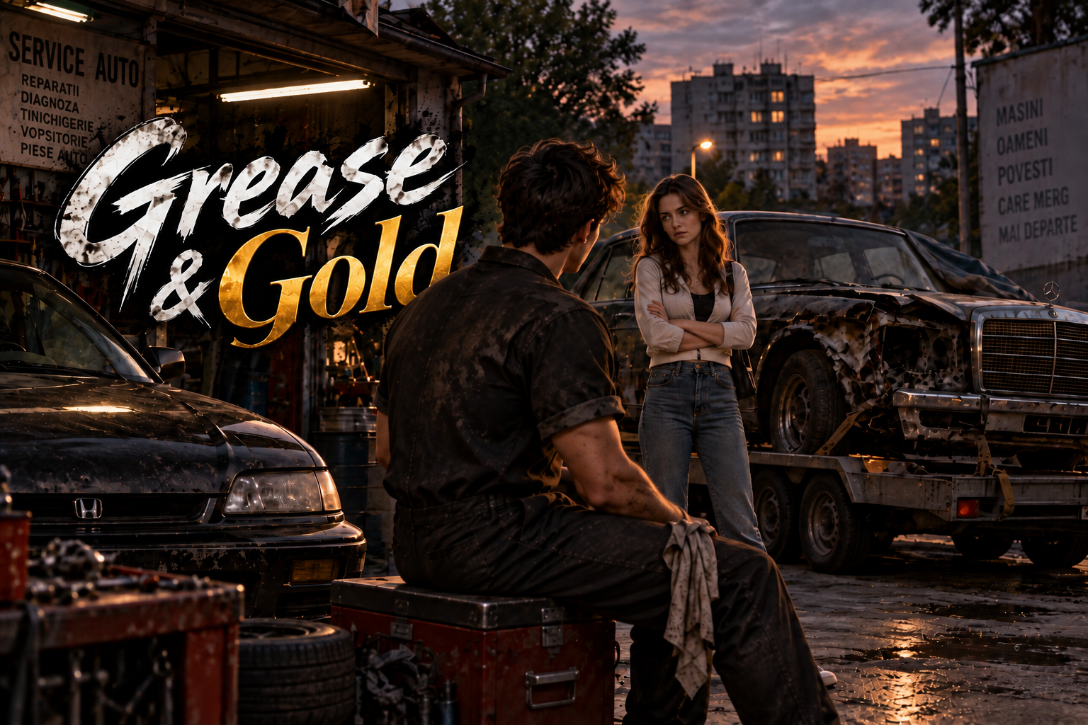 Cover art for Grease & Gold, a romance scenario on AI Dungeon