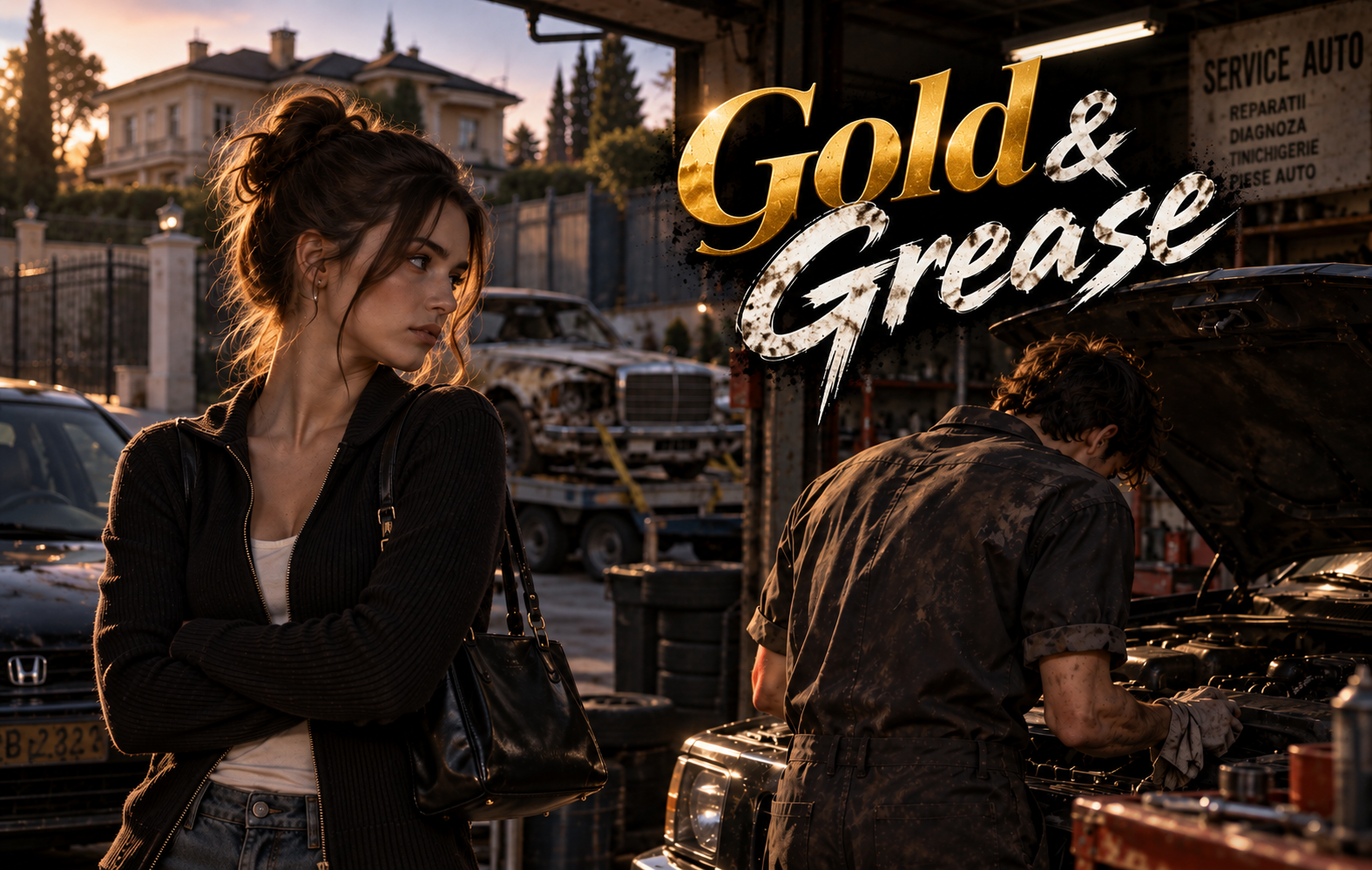 Cover art for Gold & Grease, a romance scenario on AI Dungeon