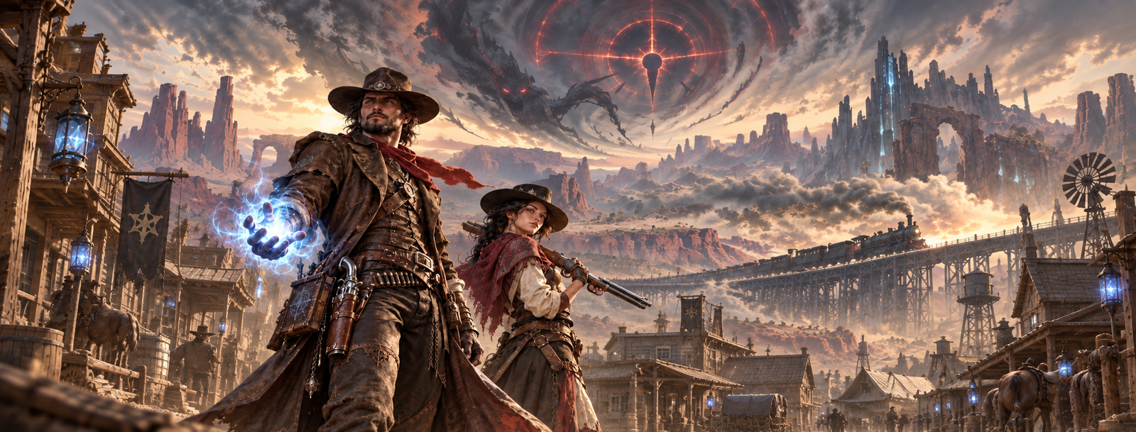 Cover art for DnD meets the Wild West , a magic scenario on AI Dungeon