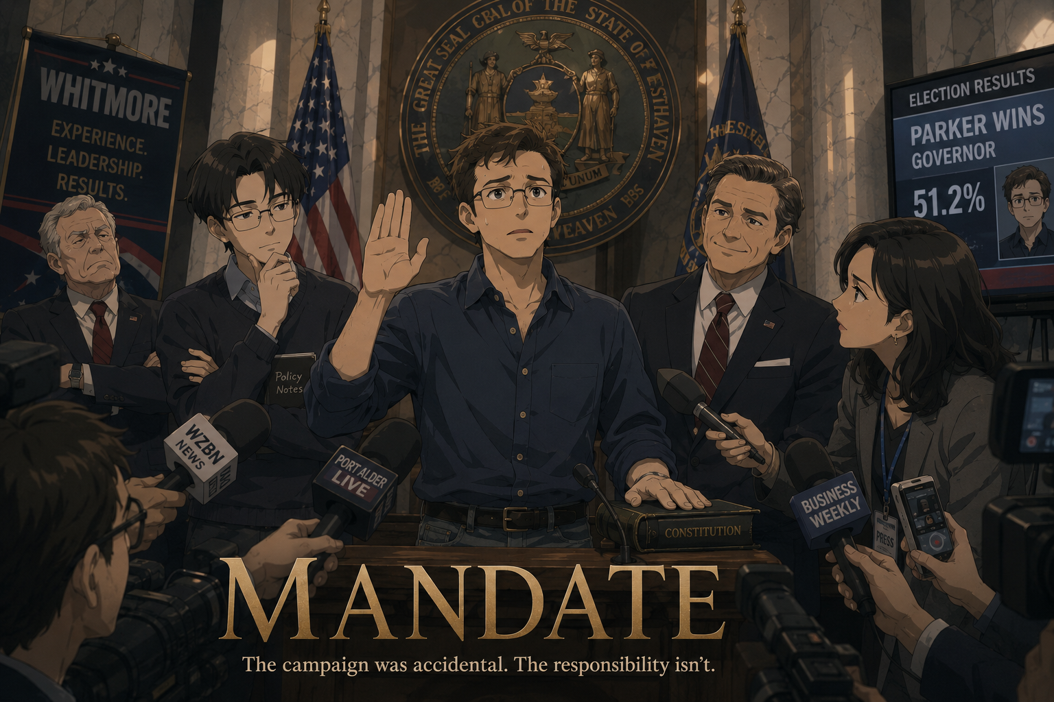 Cover art for Mandate, a political sim scenario on AI Dungeon